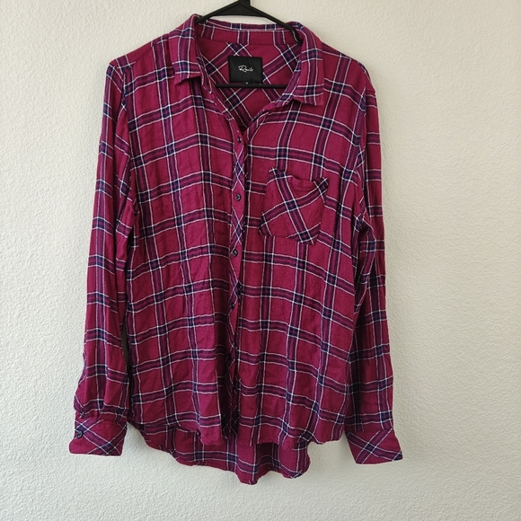 Rails Hunter Plaid Button Down Long Sleeve Shirt In Cranberry Size M - Picture 2 of 12